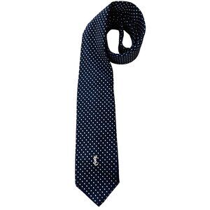 Yves Saint Laurent Mens Tie Embroidered Logo Vintage